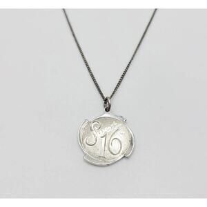 Vintage Speidel 925 Sterling Silver Necklace Sweet 16 Pendant Birthday 18"